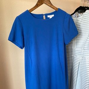 Short Blue Dress Vintage Detailing with Pockets